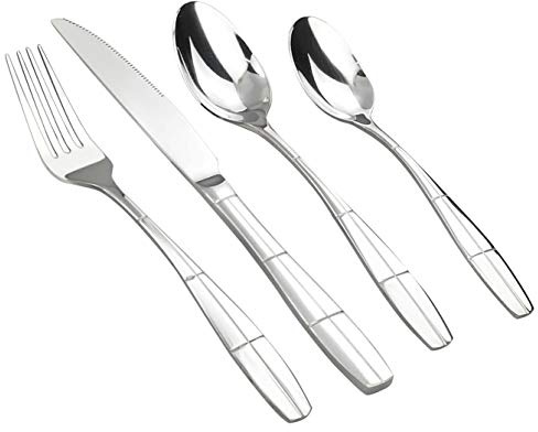 Ikando Cutlery Set, 48 Piece Stainless Steel Flatware Set, Service for 12 | Tableware Silverware Set with Spoon Knife and Fork Set