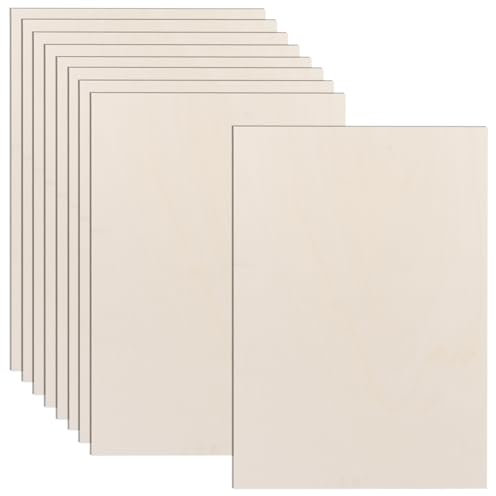 Lot de 10 plaques de contreplaqué de bouleau A3 de 4 mm - 420 x 300 mm (+/- 0,5) mm - Découpe de bois fine - Feuille parfaite pour scie à chantourner - Pyrogravure - Découpe laser - Routeur CNC,