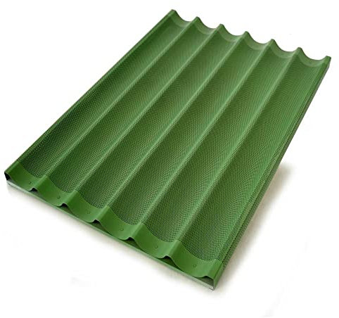 Erre4M Bandeja de horno para baguette antiadherente perforada de aluminio 60 x 80 cm en travesaño