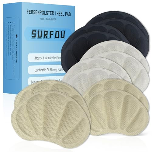 SURFOU Coussinet Talon Chaussure Trop Grande, Semelle Autocollante Antidérapante, Memory Foam Talonnette, Protège Confortables Contre Frottement et Ampoules, 6 Paires