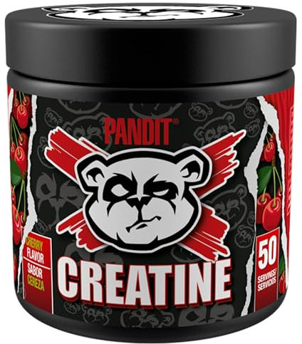 PANDIT | Creatina Monohidratada de Sabores | Creatine en Polvo Monohidratada | Rendimiento Físico | Creatina Pura sin añadidos | Gran Solubilidad | Micronizada | 50 Dosis | 160g (160, Cereza)