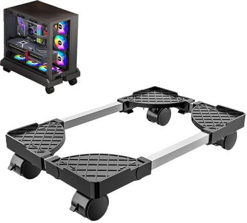 STOUCLA Support Pc pour sous Le Bureau, Support de Bureau, Accessoires pour Pc Gamer, Adapté aux Supports D'ordinateur, Support Universel pour CPU À Quatre Roues (Noir)