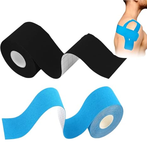 Cinta Kinesiología Tape,2 rollos Vendaje kinesiológico de 5 m x 5 cm, transpirable Venda Neuromuscular Adhesiva Tape adhesivo deportivo,para hombros,rodilla,codo,alivio del dolor
