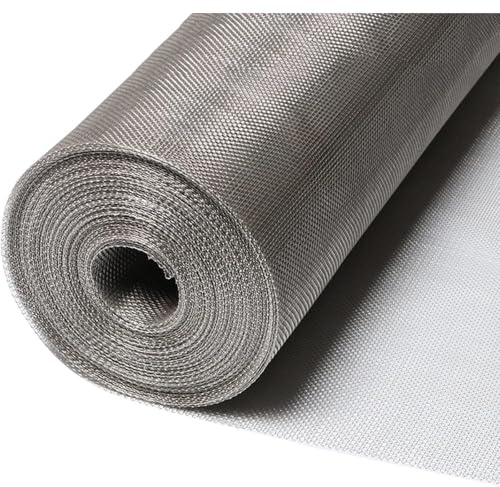 Tessuto Metallico Intrecciato in Acciaio Inossidabile Maglia 10, Griglia Tagliabile, Barriera per Roditori da Giardino e Rete per Gabbie Adatta a Filtrazione, Ventilazione