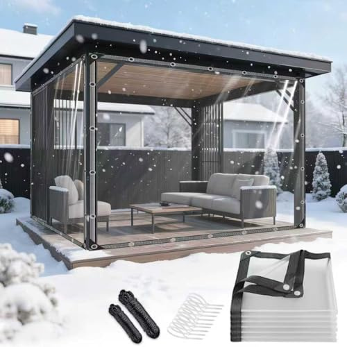 GPCHZM Clear Tarpaulin Waterproof Heavy Duty 2mx2m PVC Transparent Sheet with Reinforced Edges & Eyelets for Camping,Garden,Gazebo & Outdoor Roof Protection