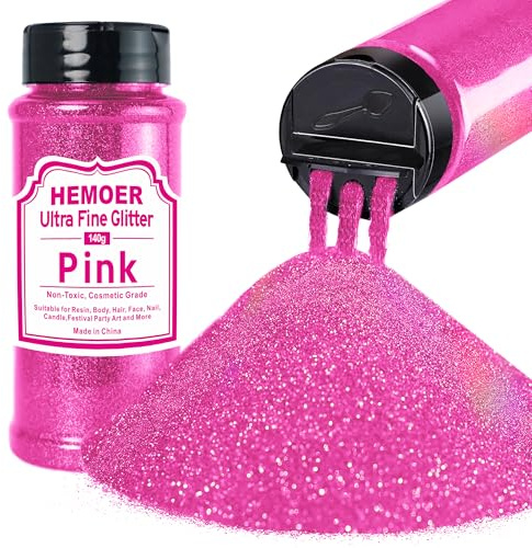 Ultra Fine Pink Glitter, 5oz /140g Cosmetic Holographic Glitter for Hair Face Body Eye Nail Art Festival, Epoxy, Resin Crafts, Tumblers, Candle, Painting Arts