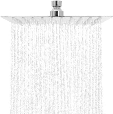 8 Inch Rain Shower Head Ultra-Thin Square Overhead Showerhead with Angle Adjustment - Stainless Steel with Chrome Finish - Standard Fitting, Easy Replacement