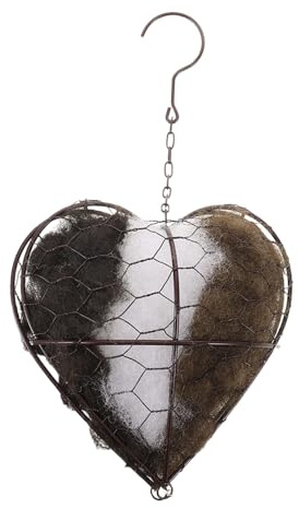 Levemolo Soporte para Material de anidación de pájaros, Nido de colibrí en Forma de corazón, Caja de Fibra de Alpaca Hecha a Mano para Loros y colibríes, estación de pájaros Recargable para
