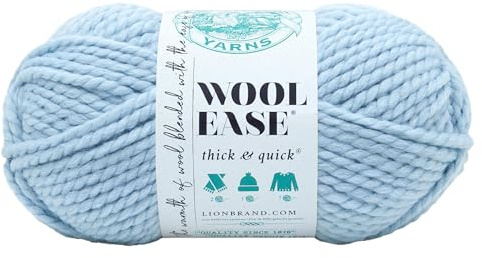 Lion Brand Yarn Wool-Ease Thick & Quick Yarn, Soft and Bulky Yarn for Knitting, Crocheting, and Crafting, 1 Skein, Glacier