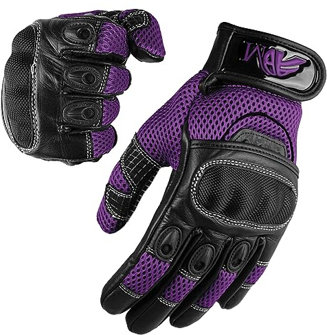 ADM Guantes de piel de vaca para mujer, ligeros, para verano, motocicleta, conducción, escalada, senderismo, equitación, carreras, deportes, guantes para mujer en 4 elegantes colores 9001 LDY (9001