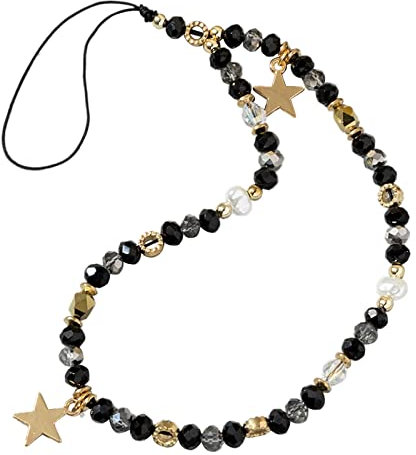 HULKAY Chaîne de téléphone portable en perles pour femmes et filles - Cordon anti-perte - Cordon avec pendentif étoile, As the picture shows, Cristal + alliage + CCB, Agate