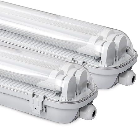 Daromigo Lot de 2 luminaires LED 150 cm 2 x 24 W 4800 lm Blanc froid 6500 K Double tubes LED T8 Étanche IP65