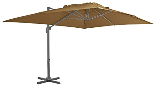 BULANED Ampelschirm mit Aluminium-Mast, Balkon Sonnenschirm, Marktschirm, Garten, Balkon Schirm, Sonnen Schirme, Balkonschirm, Taupe 400 x 300 cm