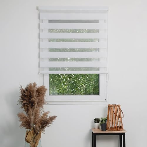MADECOSTORE Store Enrouleur Jour Nuit tamisant avec Coffre - Essentiel - Blanc - L179 x H160cm