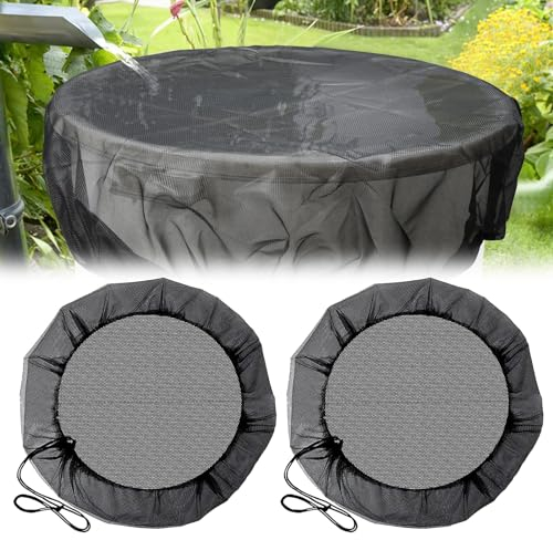 2 Pièces Filet pour Citerne de Pluie, 97 cm Housses en Maille pour Tonneau de Pluie, Housse pour Tonneau de Pluie Ronde avec Cordon de Serrage Réglable, pour Contre Feuilles et Moustiques