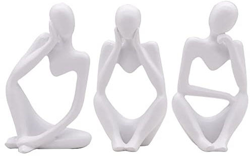 Estatua Pensador Moderno, Abstracto Adorno Salon Resinoso, Artístico Figura Decoración, Ornamento Arte, Decoración para Casa Hogar Escritorio (Blanco)
