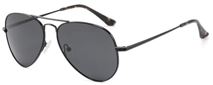KUKU VISION Lunettes de soleil pour homme/femme - Lunettes de soleil polarisées universelles - Protection UV400 - Mode classique - Cadre en métal - Lunettes de soleil poilt, noir/noir