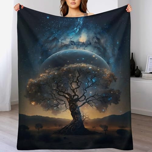 Kosmischer Lebensbaum Dick Decke Weich Wärme Gemütlich Flannel-Fleece Sofadecke Deckeldecke Wohndecke Oder Tagesdecke, Decken Für Couch(100×130cm)