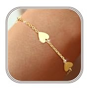 Dochais hjärta armband dam, 14K guld armband dam silver vänskapsarmband, justerbara armband guld gåva för kvinnor flickor