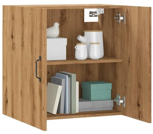 Gecheer Armadietto a Muro Rovere Artigianale 60x31x60 cm in Truciolato,Armadio Sospeso,Mobile Pensile da Bagno,Mobile per Lavatrice,Armadietto da Parete per Il Cucina,Bagno o Zona Lavanderia,P857072