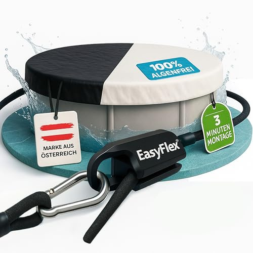 Bâche de Piscine avec Fermeture EasyFlex® 6x6 m | Couverture Piscine Ronde Ø 420–520 cm | Bâche été & Hiver | Couverture imperméable | Installation Facile en Solo | Garantie 100% Anti-algues