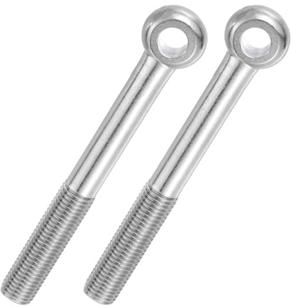 PATIKIL 2 Pcs Boulon à Œil M16x140mm Boulon à Œillet de Levage pour Balancement d'Épaule, Vis Poisson en Acier Inoxydable 304, Filetage Métrique à Demi-Denture Trou Coulissant, Argentée