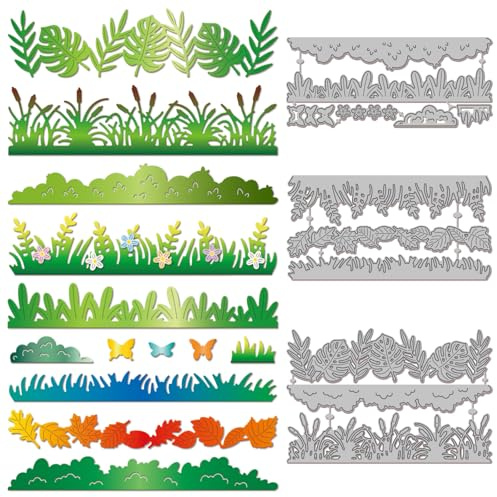 GLOBLELAND Leaf Grass Edge Cutting Dies for Card Making