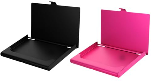 WEKADRIN Caja para tarjetas de visita de metal sublimación 2 piezas, portatarjetas DIY aluminio con transferencia térmica, estuche resistente y espacioso en negro y rosa