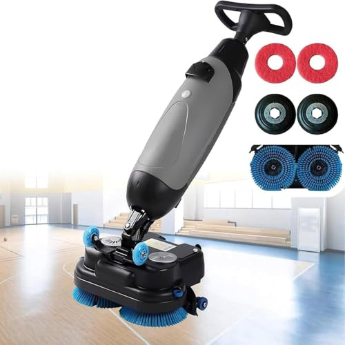 ZHPPED Multi-Functional Floor Buffer Polisher Machine, Commercial Floor Washer, Dual Brush, Cordless Electric Floor Cleaner, Efficient Cleaning for Home and Commercial Spaces Grey