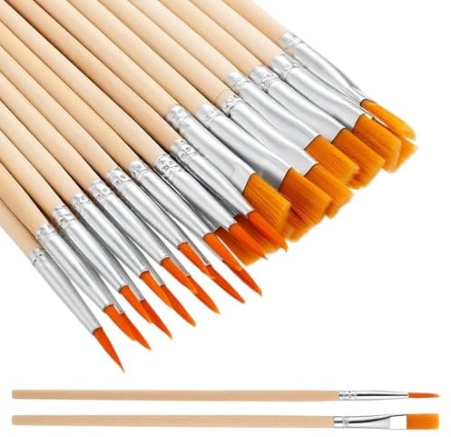 HJZHII 30 Pcs Nylon Hair Paint Brushes Set, Artist Paint Brushes