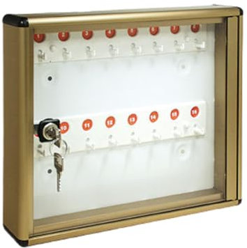 ALUBOX Bacheca Portachiavi Da Parete In Alluminio 30X5X14 Cm Porta Chiavi Da Muro Per Casa Interno O Esterno Protetto Made In Italy Con 16 Ganci Numerati (BRONZO)