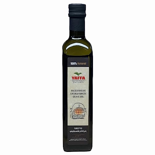 YAFFA Extra Virgin Olive Oil 500ml Bottle | 100% Natural, Fresh Harvest, Cold Pressed, Non-Allergenic, Premium Palestinian Olive Oil | Perfect for Sauteing, Frying, Grilling, Baking, & Salad Dressings