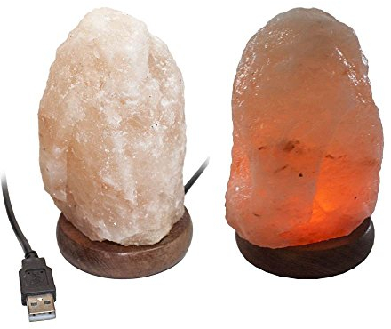Windworks Salzkristalllampe mit USB-Stecker,Salt Range Pakistan,ca. 500 Gramm, ca. 12 x 7 cm