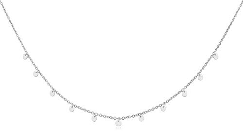 GD GOOD.designs Kette mit Coin Plättchen Silber - Wasserfest I Boho Halskette für Damen mit 11 runden Anhängern I Plättchenkette aus hautverträglichem Edelstahl