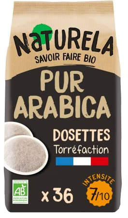 NATURELA - Café en Dosettes - 100% Arabica Bio - Saveur Intense et Équilibrée - Torréfaction lente- Fabriqué En France - 36 x 7 g