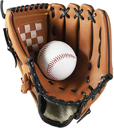Wonninek Brown Baseball Glove 12.5 inch Sports Batting Gloves with Baseball PU Leather Adjustable and Comfortable Right Hand Throw, Left Hand Glove Adult