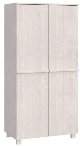 vidaXL Kleiderschrank mit 2 Türen 2 Regale Drehtürenschrank Schlafzimmerschrank Schrank Garderobenschrank Weiß 89x50x180 cm Massivholz Kiefer