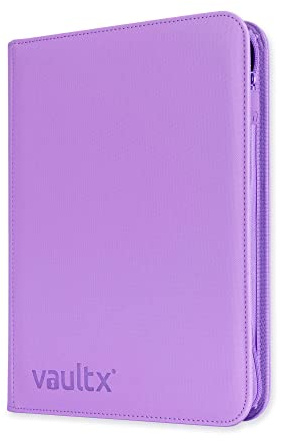 Vault X 9 Pocket Trading Card Zip Binder, 360 Cards, Premium Exo-Tec Album Material, 20 Side-Loading Pages, Folder for Collectible Games, Sports, TCG (Purple)