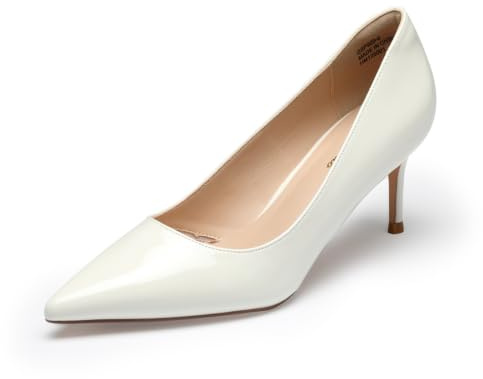 GENSHUO Kvinnor Högklackat Pumps Eleganta Låg Tå Klackar 6 CM/2.36 Högklackade Stängda Skor Sexiga Stilettklackar För Festbröllop Arbete, Vit färg, 41 EU