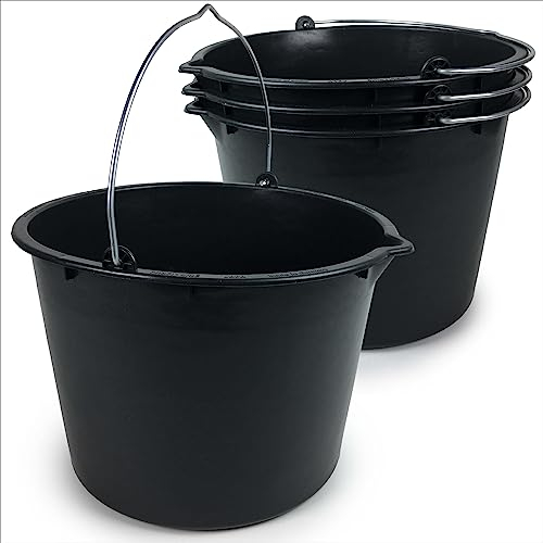 Gravidus Baueimer 20 Liter Betoneimer Mörteleimer mit Ausguss und Skala Betoneimer (4 Stück)