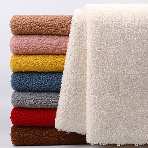 Imiterat Lamm Tyg Tyg Av Ull Lammull Fodertyg Av Sherpa Fleece 160x50cm för Plagg, Jackor, Filtar Plyschdocka Sy DIY 21 Färger(Color:21 white)