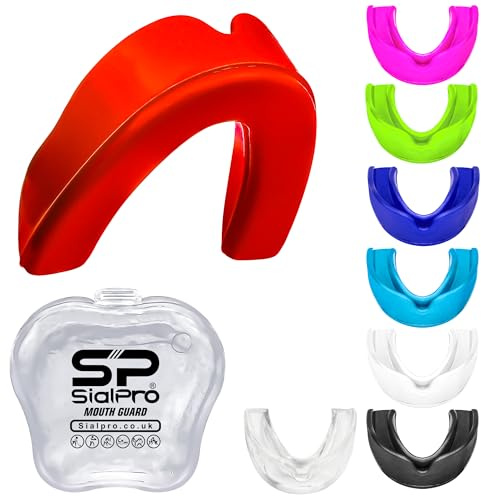 Mouthguards Slim Fit Junior Mouldable Gum Shield with Case for Boxing Men MMA Rugby Hockey Basketball Muay Thai Kickboxing Football All Contact Sports (<11 Years, Red)