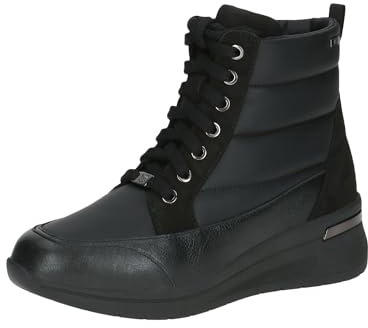 CAPRICE Comfort Sneakers alte da donna imbottite con lacci idrorepellenti, Nero (Black Comb), 38 EU