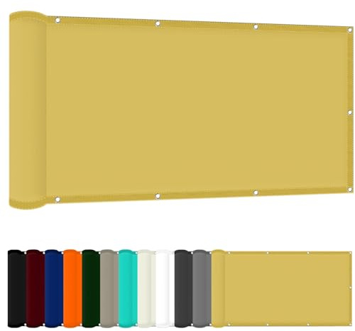 Vele Ombreggianti Rettangolare 70 x 350 cm Impermeabile Rete Telo Ombra Tenda Oxford con Protezione UV e Resistenza Agli Adatte per Piscina Feste e Spazi Esterni, Color Crema
