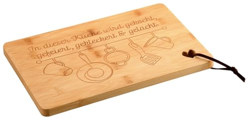 KESPER | Schneid- und Servierbrett mit Herz, Material: Bambus, Maße: 31,5 x 20,5 x 1,5 cm, Motiv: Küche, Farbe: Braun | 58391