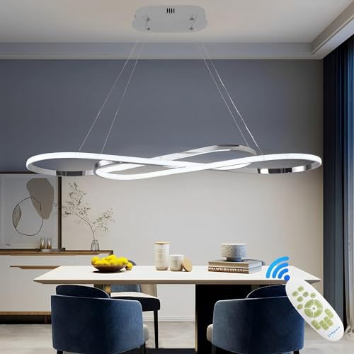 ASJK Lampadario Moderno, luce a sospensione LED dimmerabile con telecomando, lampadari camera da letto, cucina, ristorante, 3000K-6000K, 54W