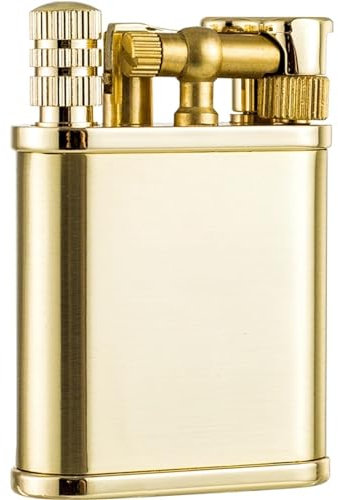 Briquet à kérosène Vintage Briquet à Allumette permanente Briquet à tranchée Flamme Douce Antique Briquet à kérosène à Bascule avec Allumette permanente Cadeau de Fumer Unisexe(Gold)