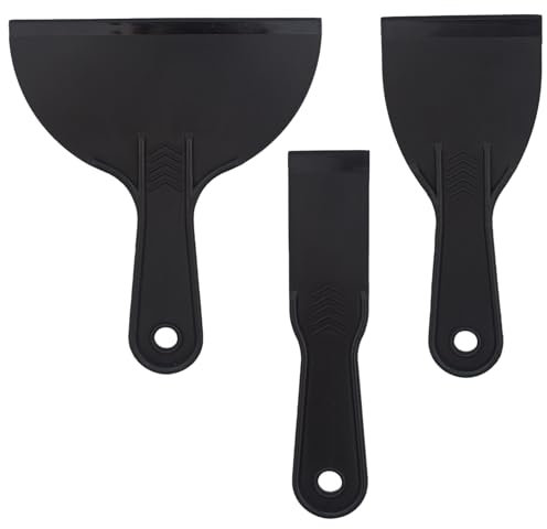 3 Piezas Espatula Plastico 1,5/3/6 Pulgadas espátulas con mangos para Masilla Herramienta de Raspadores de Pintura de plástico Espátulas para paredes de Yeso,Raspado de Papel Tapiz y Mucho