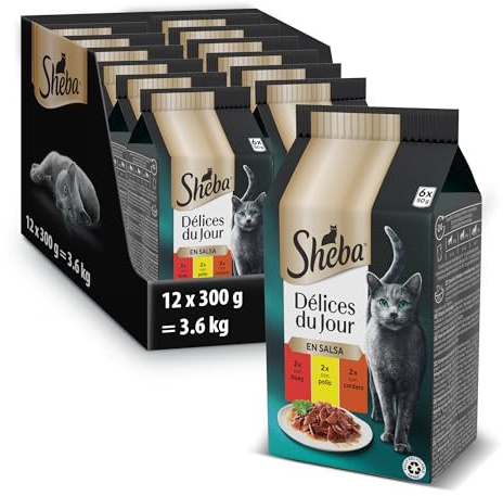 Sheba Våtfoder för katter med nötkött, kyckling, lamm i sås 6 x 50 g