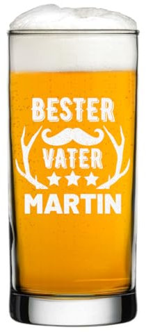 polar-effekt Bierglas 485 ml modern mit personalisierter Gravur - Individuelles Glas mit Namen - Geschenk-Idee zum Vatertag - Motiv Bester Vater